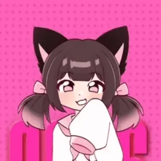 🌟 MG animé, oreilles de chat, mignon, fille, rose, dessin animé whatsapp sticker