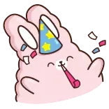 🥳 kelinci, pesta, perayaan, konfeti, topi, merah muda telegram sticker