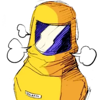 😠 SECURITY security guard, yellow suit, hazmat suit, cartoon telegram sticker