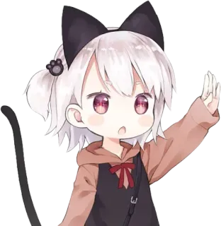 👋 Chibi, Anime, Kucing, Neko, Lucu, Kawaii telegram sticker