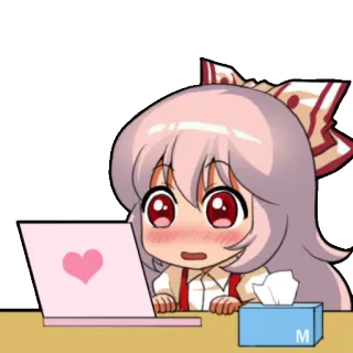 😍 Аниме, Девушка, Милый, Каваий, Ноутбук, Сердце, Чиби telegram sticker