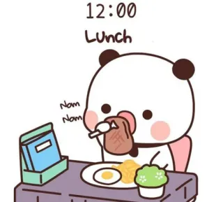 🥞 12:00
Lunch déjeuner, nourriture, mignon, ours, dessin animé telegram sticker