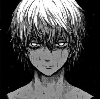 😊 Manga, Anime, Verdrietig, Monochroom, Huilend, Depressief, Emotioneel telegram sticker