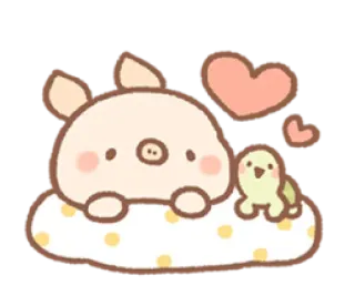 ❤️ หมู, เต่า, น่ารัก, สัตว์, หัวใจ, การ์ตูน telegram sticker