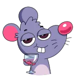 🍷 muis, cartoon, wijn, drinken, ontspannen, personage telegram sticker