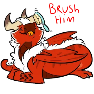 💈 Brush Him มังกร, แปรง, สัตว์เลี้ยง, น่ารัก, สัตว์ telegram sticker