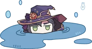 😶 Mona Genshin Impact Mona, Genshin Impact, Anime, Pegatina, Bruja, Agua whatsapp sticker