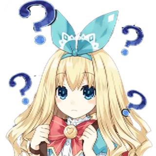 ❓ Anime, Fille, Point d'interrogation, Cheveux blonds, Dessin animé, Mignon whatsapp sticker
