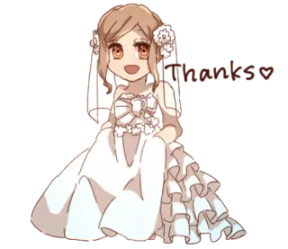 👩 Thanks Cartoon, Chibi, Niedlich, Braut, Hochzeit, Kleid telegram sticker
