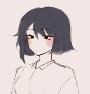 🌟 Anime, Dziewczyna, Kreskówka, Portret, Szkic, Ilustracja telegram sticker