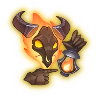 👉 monster, creature, devil, demon, fantasy, horns, lantern, fire telegram sticker