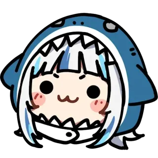 😌 Gawr Gura tubarão, anime, chibi, fofo, vtuber, gawr gura telegram sticker