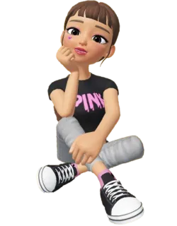 😊 PINK Desenho animado, Avatar, Mulher, Rosa, Sentada, Relaxada, Moda telegram sticker