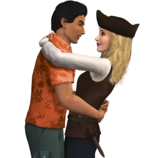 💏 couple, pirate, romance, sims, characters telegram sticker