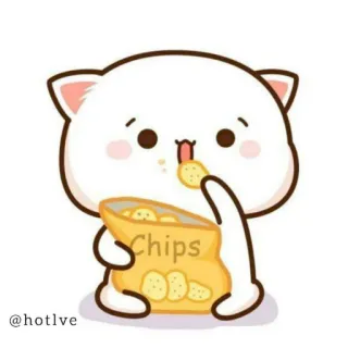😋 CHIPS cat, cute, cartoon, chips, snack, food telegram sticker
