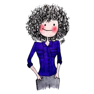 🙂 dessin animé, femme, cheveux bouclés, illustration, art telegram sticker