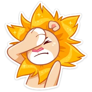 🤦‍♀️ 狮子, 捂脸, 失望, 卡通, 动物, 贴纸 telegram sticker