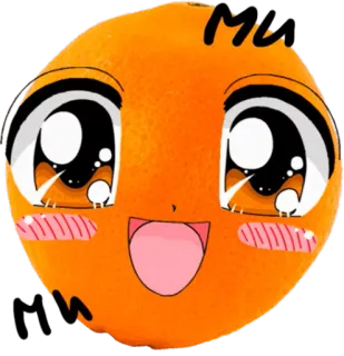 😍 orange, fruit, kawaii, cute, anime eyes, smiley face whatsapp sticker