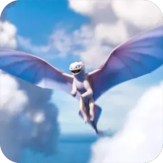 😡 Light Fury How to Train Your Dragon дракон, летающий, белый, облака, фэнтези whatsapp sticker