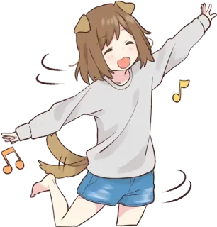 💃 gadis anime, kartun, anjing, musik, menari telegram sticker