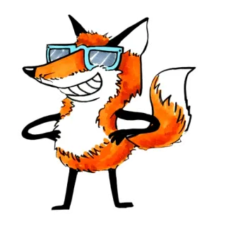 😎 fox, cartoon, animal, sunglasses, orange, drawing telegram sticker