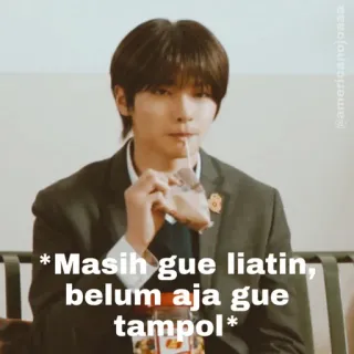 💰 *Masih gue liatin, belum aja gue tampol* mann, trinken, indonesisch, ausdruck, meme whatsapp sticker