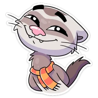 ☺️ fret, dier, cartoon, schattig, sjaal, huisdier telegram sticker