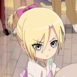 🦢 Annie Leonhart Attack on Titan Anime, Chibi, Cabelo loiro, Feminino, Desenho animado, Fofo, Sério telegram sticker