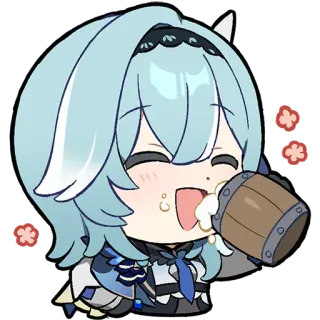 🍺 Eula Genshin Impact Anime, Genshin Impact, Eula, Bebendo, Fofo, Chibi telegram sticker