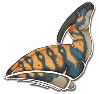 😌 ANG-07 dinossauro, parasaurolophus, pré-histórico, animal, réptil, ilustração telegram sticker