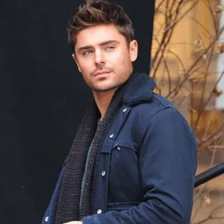 🔱 Zac Efron ator, celebridade, homem, retrato, jaqueta azul whatsapp sticker