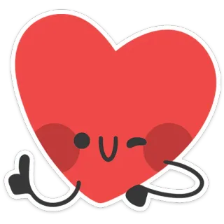 ❤️ cuore, amore, carino, cartone animato, san valentino, occhiolino, kawaii whatsapp sticker