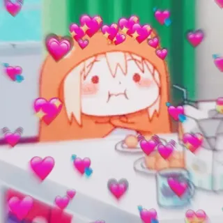 💖 Umaru Doma Himouto! Umaru-chan аниме, милый, сердечки, umaru, оранжевая толстовка telegram sticker