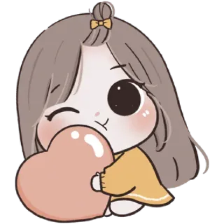 🩰 fofo, kawaii, desenho animado, coração, amor, menina, chibi, adesivo telegram sticker