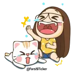 😂 @mook.tuck.tuck Cartoon, weinen, Katze, Mädchen, Sticker, Tränen, emotional telegram sticker
