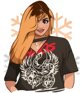 😁 CHAOS mujer, dibujos animados, camiseta, caos, copo de nieve telegram sticker