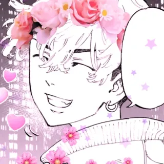 💓 Anime, Charakter, Blumenkranz, süß, Cartoon telegram sticker