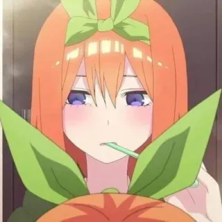 👒 Yotsuba Nakano The Quintessential Quintuplets Anime, Garota, Fofa, Desenho animado, Ilustração, Personagem, Cabelo laranja telegram sticker