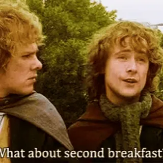 🍔 What about second breakfast? hobbbits, tweede ontbijt, Lord of the Rings, eten telegram sticker