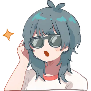 😎 动漫, 卡通, 角色, 眼镜, 惊讶, 可爱 whatsapp sticker