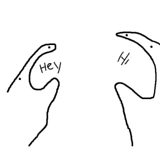 👋 Hey Hi greeting, hand, minimalist, line art telegram sticker