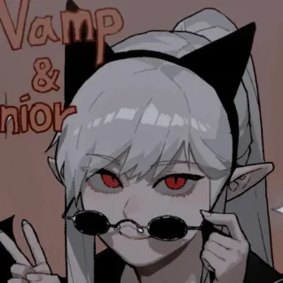 ⛓ Vamp & Junior 吸血鬼, アニメ, 猫耳, サングラス, ゴス, 赤い目 telegram sticker