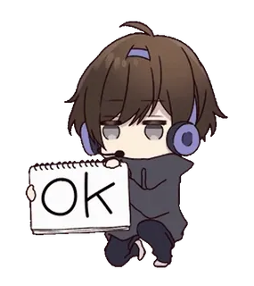 ⭐️ OK OK, アニメ, ヘッドホン, 漫画, 承認 whatsapp sticker