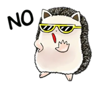 😎 NO hérisson, dessin animé, non, désapprobation, rejet telegram sticker