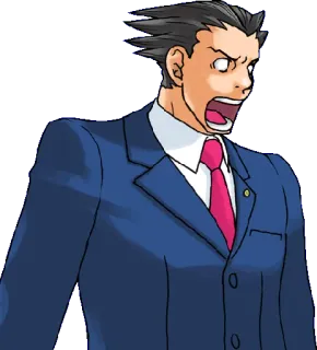 😧 Phoenix Wright Ace Attorney prawnik, zszokowany, anime, niespodzianka, sąd telegram sticker