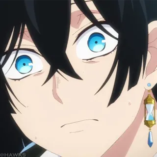 💎 Anime, Charakter, blaue Augen, schwarze Haare, Sanduhr telegram sticker