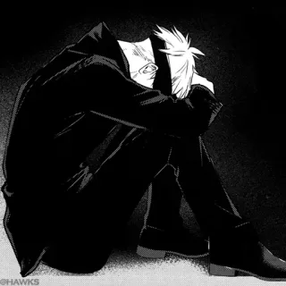 🌐 homme, assis, triste, seul, noir et blanc, costume, pleurer, émotionnel telegram sticker