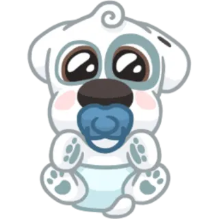 👶 baby, cartoon, dog, puppy, pacifier telegram sticker