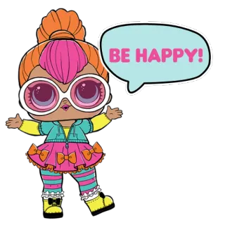 🎉 BE HAPPY! doll, cartoon, cute, happy, fashion, lol surprise telegram sticker