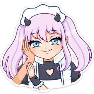 😊 Anime, Maid, Diable, Fille, Kawaii, Mignon telegram sticker